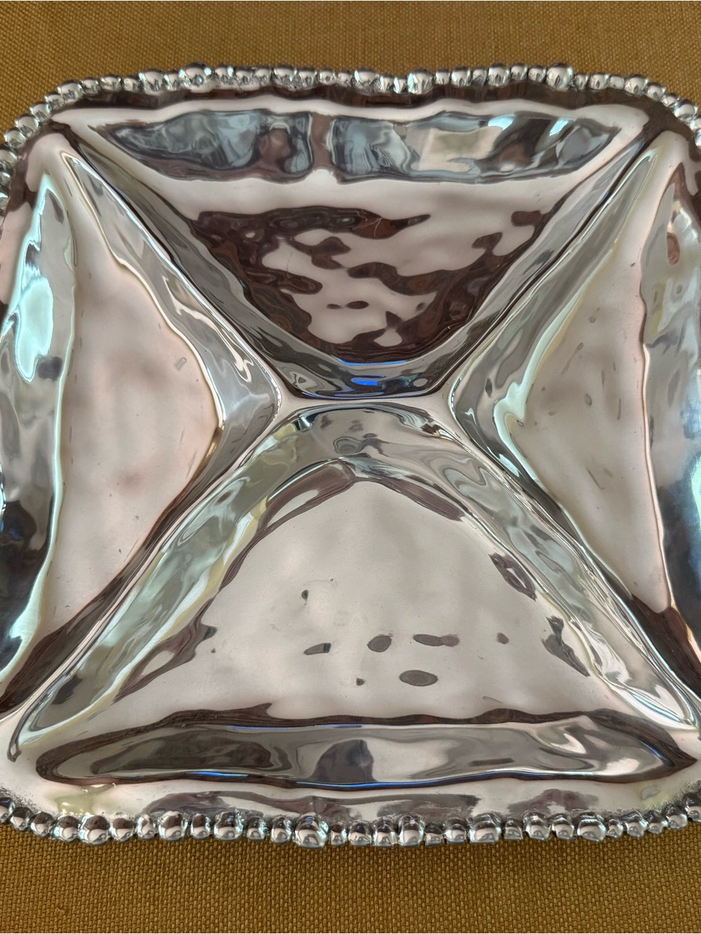 Beatriz Ball Organic Pearl 4-Section Divided Serving Tray Square 12”